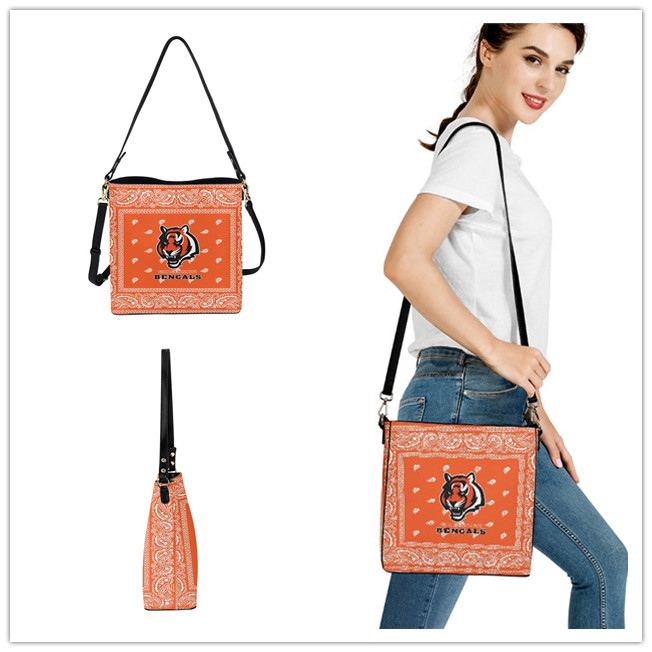 Cincinnati Bengals PU Leather Bucket Handbag 001